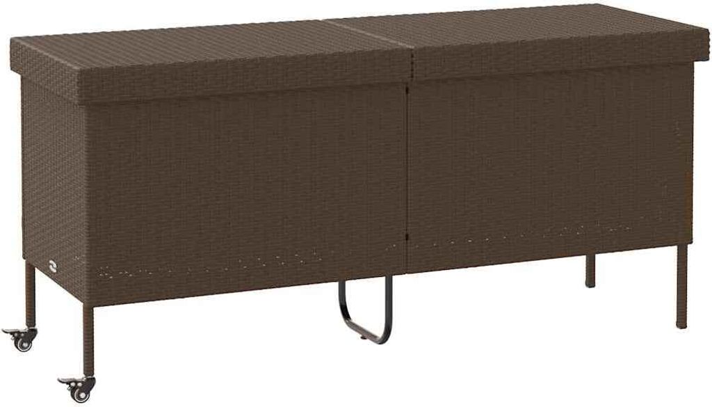 Gartentruhe mit Rollen Braun 160x55x75 cm Poly Rattan