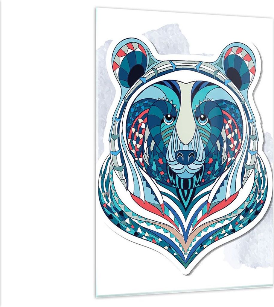 Bilder auf glas - Einteilig - Bär Illustration Traum blumig - 80x120cm - Glasbilder - Wandbilder - Bilder - Wanddekoration aus Glas - Glas Bilder ...