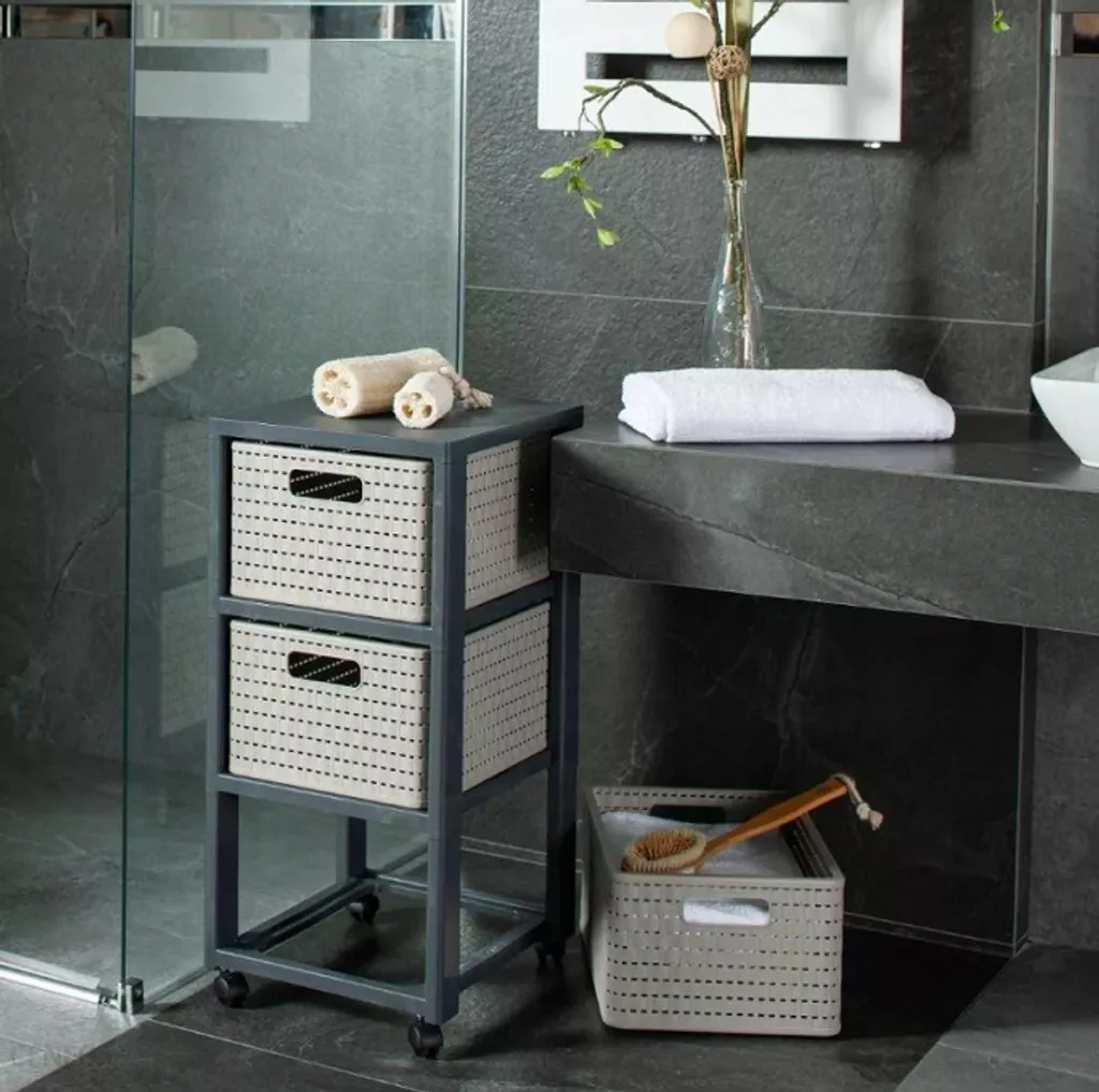 Organizzatore Rotho Country Cappuccino | Design Rattan per Bagno e Casa - 16