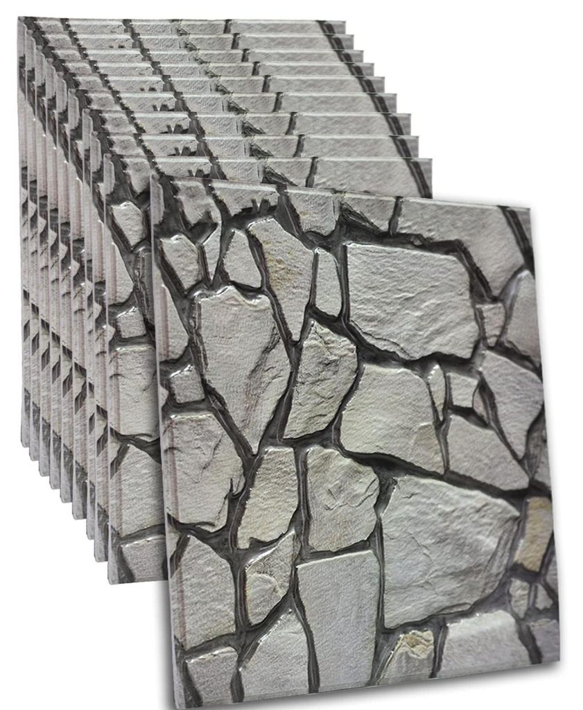 3D-Wandpaneele, selbstklebend, 3D-Tapete mit Steinmotiv, 10 Stück 30x30cm Wandverkleidung, PVC-Wandaufkleber mit Steinmuster für Wohnzimmer, Schl...
