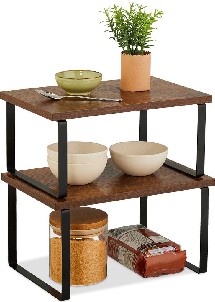 Relaxdays Tischregal 2-tlg. Set, Küchenorganizer für Produktbild 
