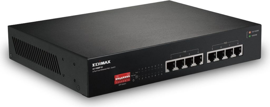 EDIMAX PoE Netzwerk-Switch GS-1008P V2, Gigabit, 8-Port, 130 Watt