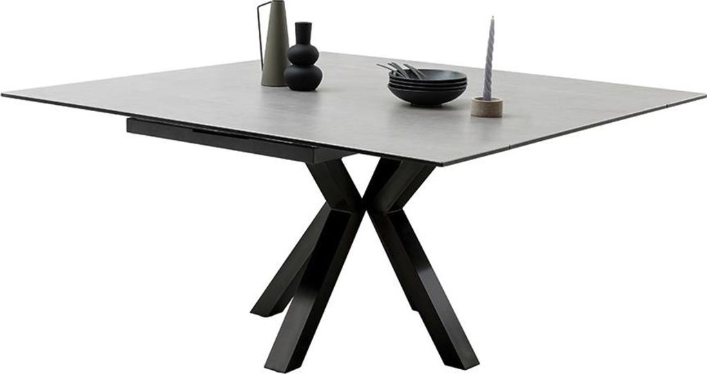 Esstisch Pallini | hellgrau / schwarz | ausziehbar | 90(150) x 90