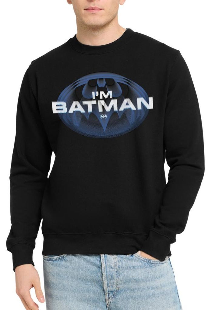Spreadshirt The Flash I'm Batman Blaues Logo Uni Pullover, 3XL, Schwarz