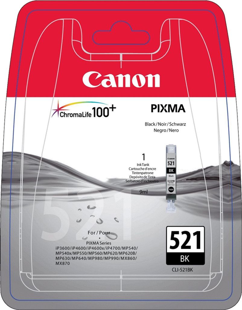 Atrament Canon CLI-521 CLI521 Black Schwarz (2933B001) Obrázok produktu 