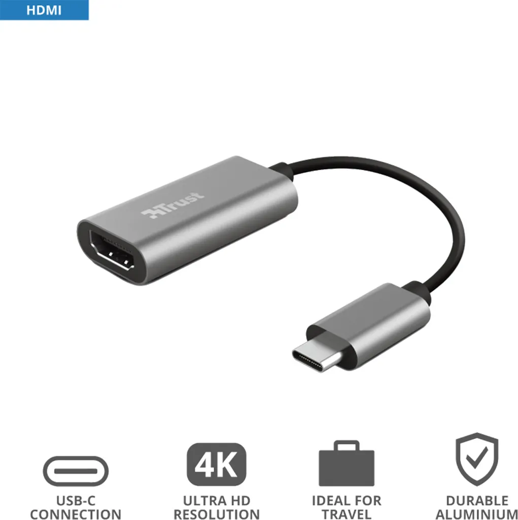 Trust Dalyx Adaptateur USB HDMI : Solution Double Écran 4K Gris Sidéral - 3