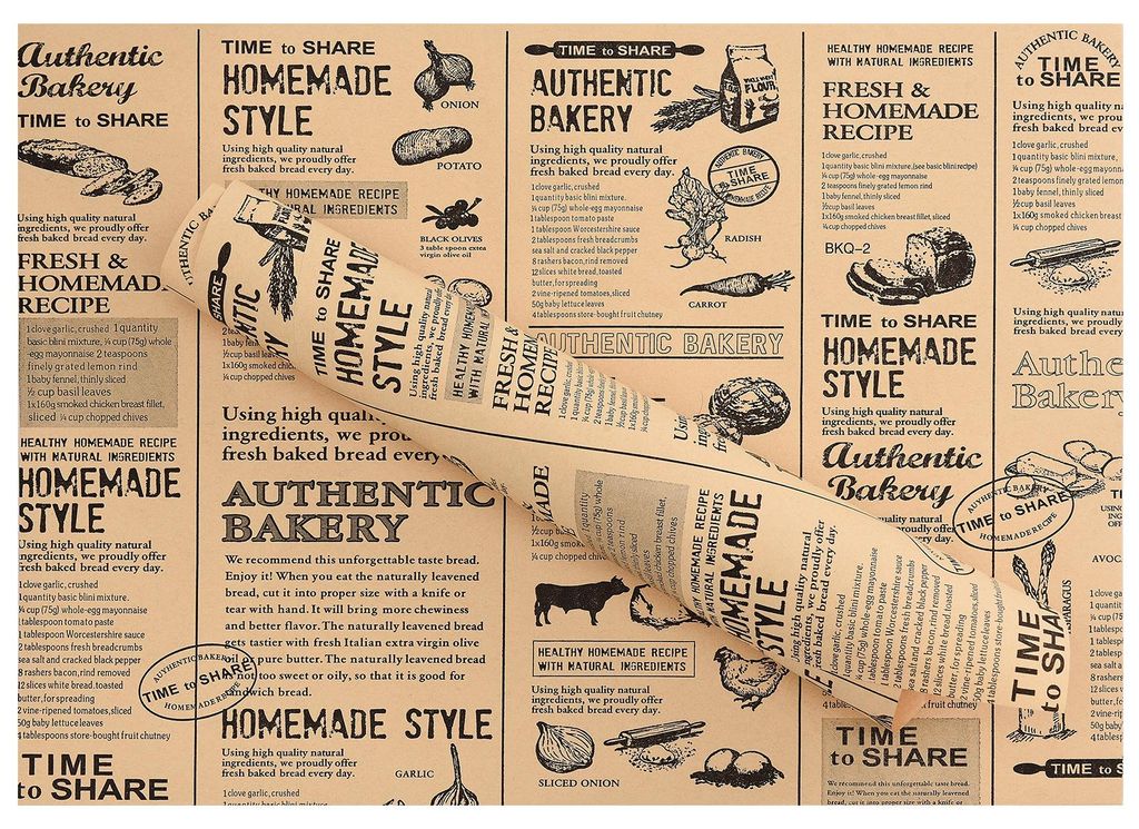 REMZETTA Bakpapier, krantenlook, 100 vellen, sandwichfolie, Productafbeelding 