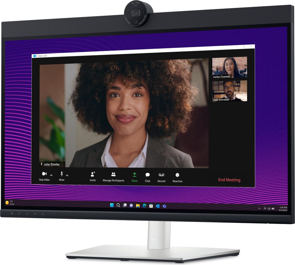 A computer monitor displaying a video conference call.