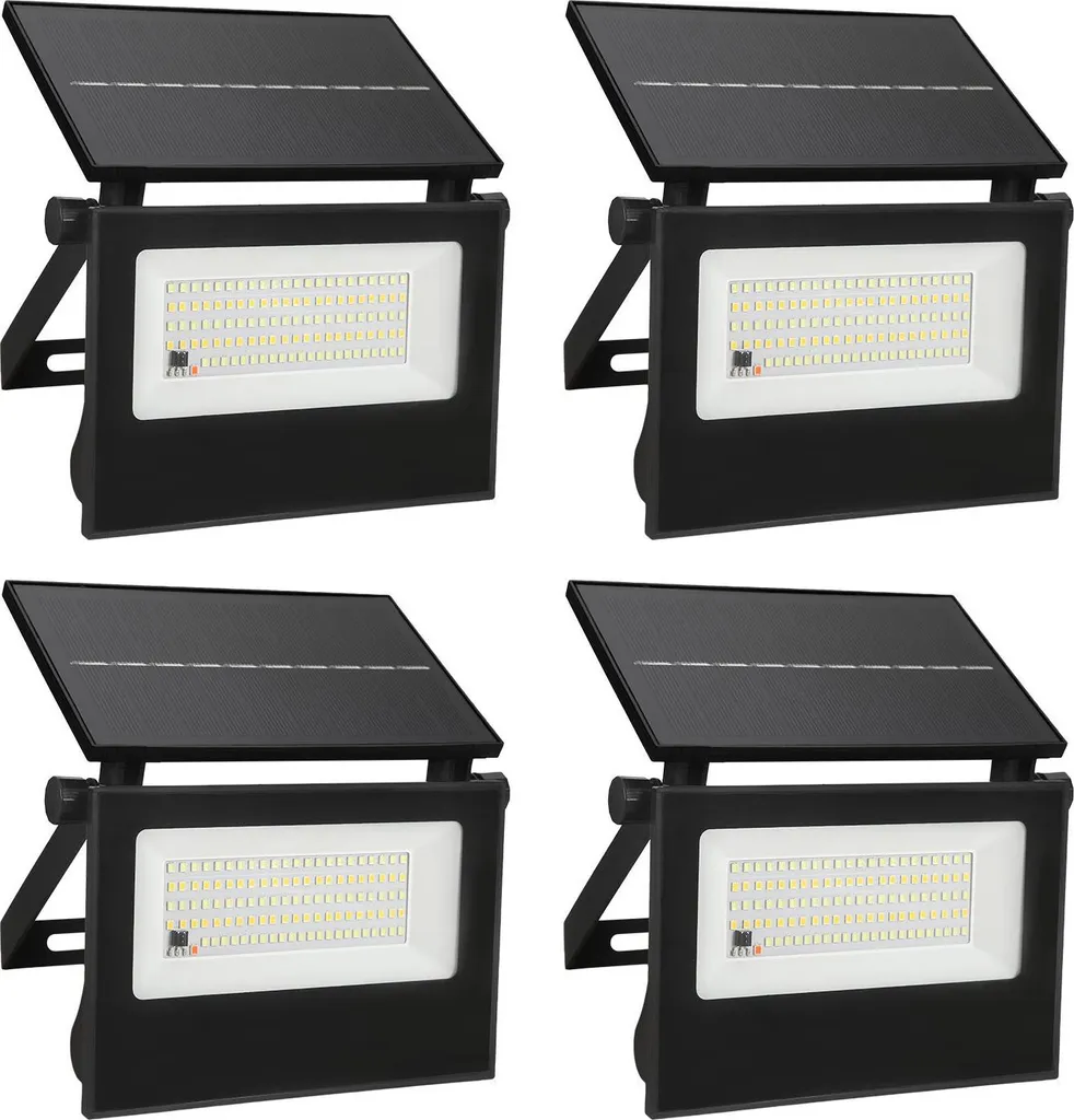 Izrielar 4X Applique Murale Solaire LED avec Détecteur de Mouvement Noir