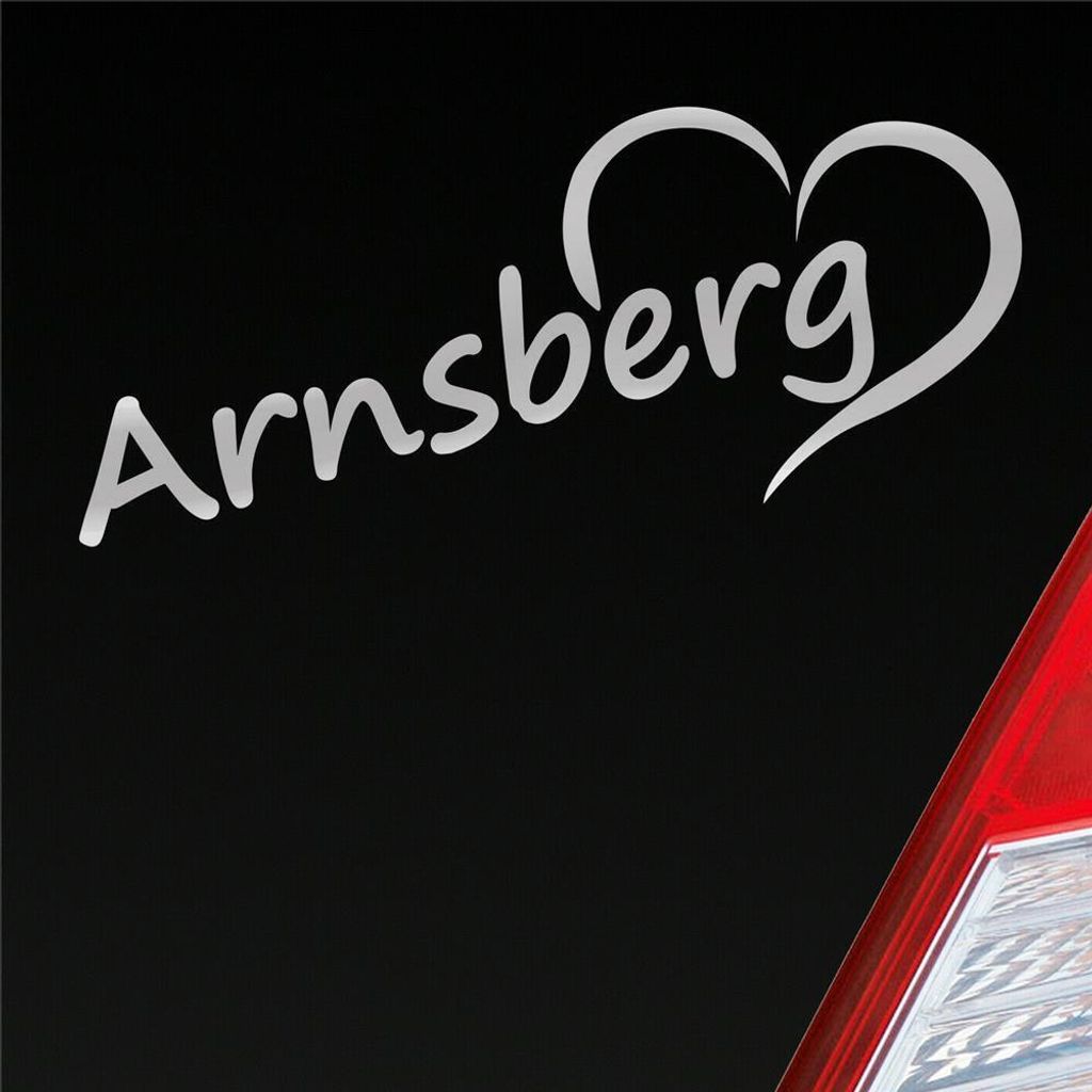 Auto Aufkleber Arnsberg HSK Sauerland Herz Stadt City 20x8 cm Silber Sticker Heckscheibenaufkleber
