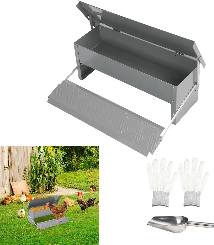 Mangiatoia Automatica Galline Aopunly 5KG - Acciaio Zincato Professionale - 1