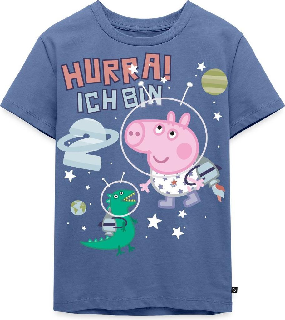Spreadshirt Peppa Wutz Schorsch 2. Geburtstag Kinder Premium T-Shirt, 122/128 (6 Jahre), Taubenblau