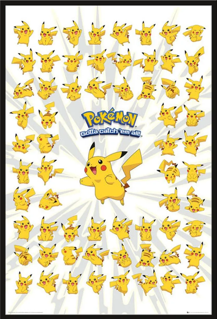 Affiche Pikachu avec cadre interchangeable noir Shinsuke et acrylique