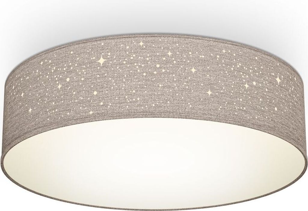 B.K.Licht plafonnier tissu taupe avecReproduction étoile, Image du produit 