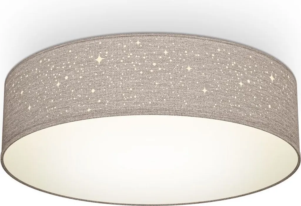 Plafonnier tissu taupe avec effet étoilé 38cm - 2 douilles E27 - B.K.Licht