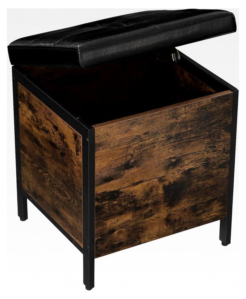 Sitzhocker, Sitzbank, Betttruhe mit Stauraum, gepolsterte Truhe, Flur, Schlafzimmer, Wohnzimmer, Metall, einfacher Aufbau, Kunstleder, Industriesti...
