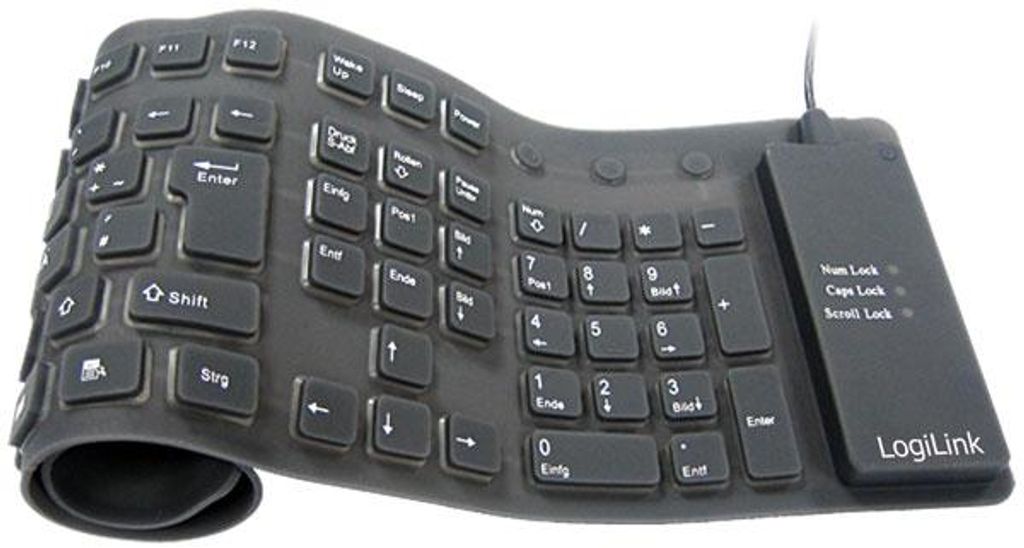 LogiLink Silikon-Tastatur schwarz USB 2.0 wasserdicht Produktbild 