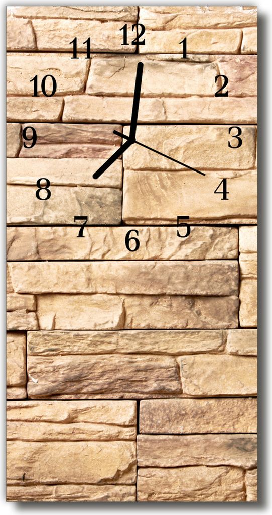 Tulup Glasuhr Wanduhr Küchenuhr Echt-Glas 30x60 Steinwand Beige