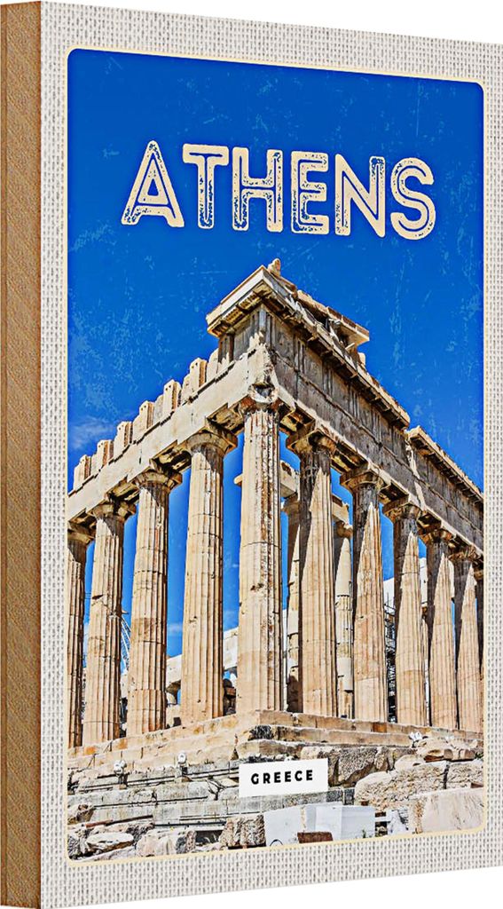 Holzschild Reise 20x30cm Athen Greece Akropolis