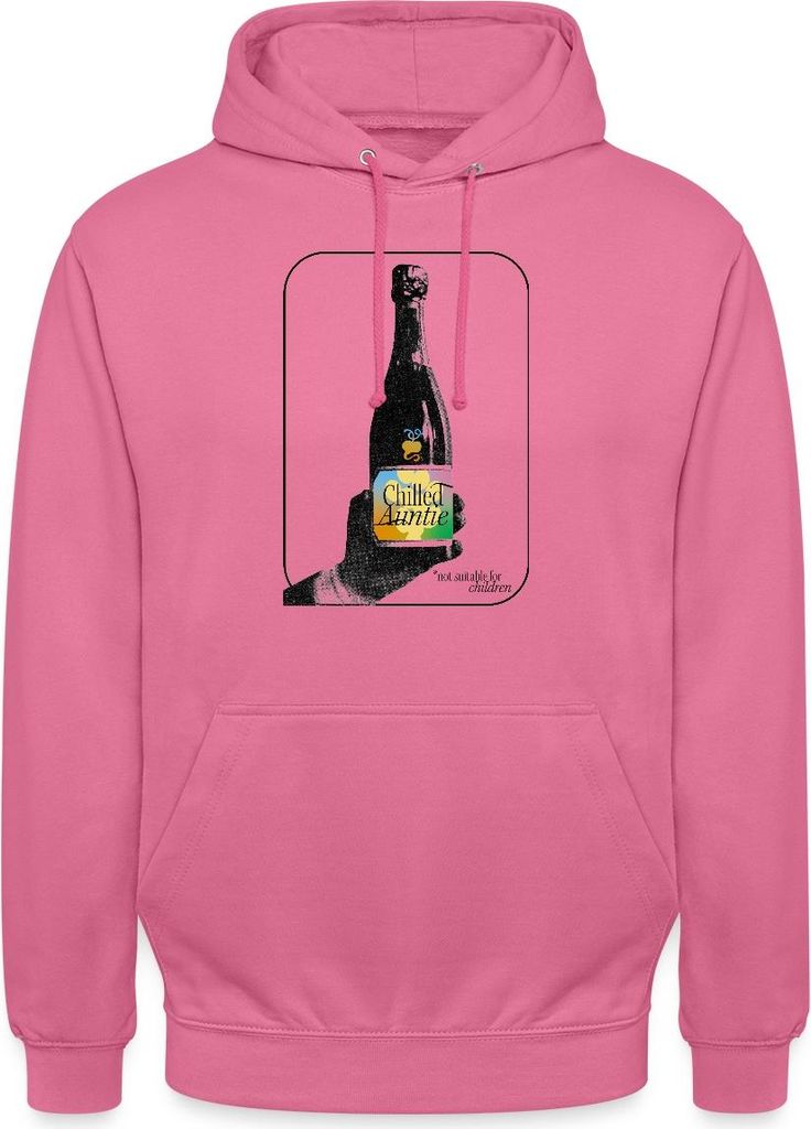 Spreadshirt Chilled Auntie Pop-Art Bottle Uni Hoodie, XXL, Pink
