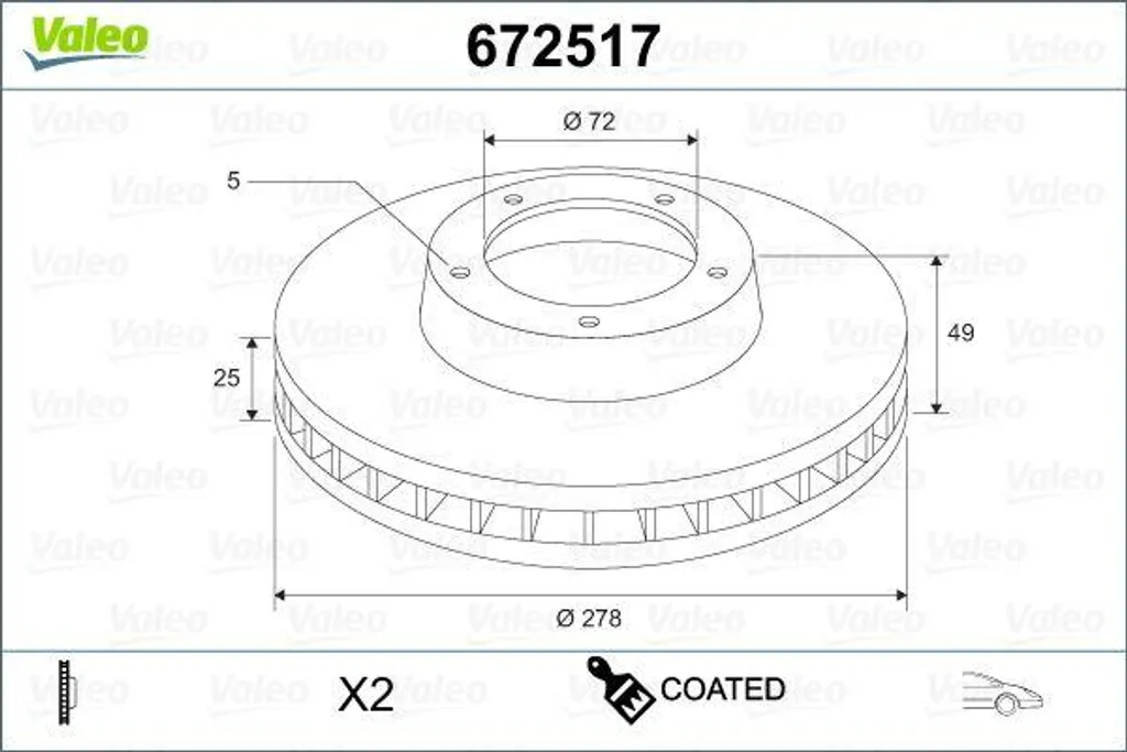 Disque de frein haute longévité VALEO 672517 en acier renforcé