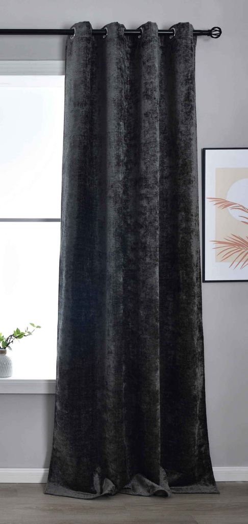 Verdunkelungsvorhang HxB 245x135 cm Dunkelgrau »Nürnberg« Ösen Raffhalter Chenille samtig weich geschmeidig fallend 202420