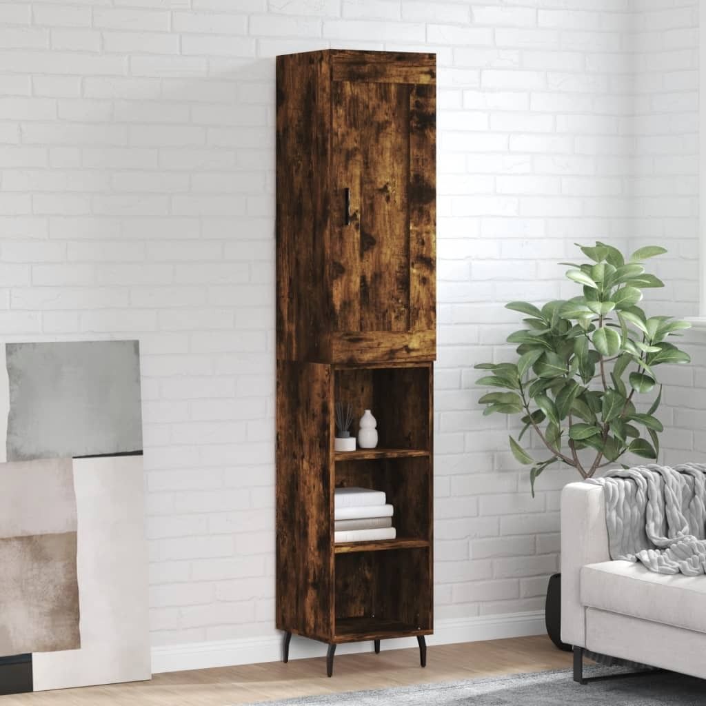 vidaXL Highboard Räuchereiche 34,5x34x180 cm Holzwerkstoff