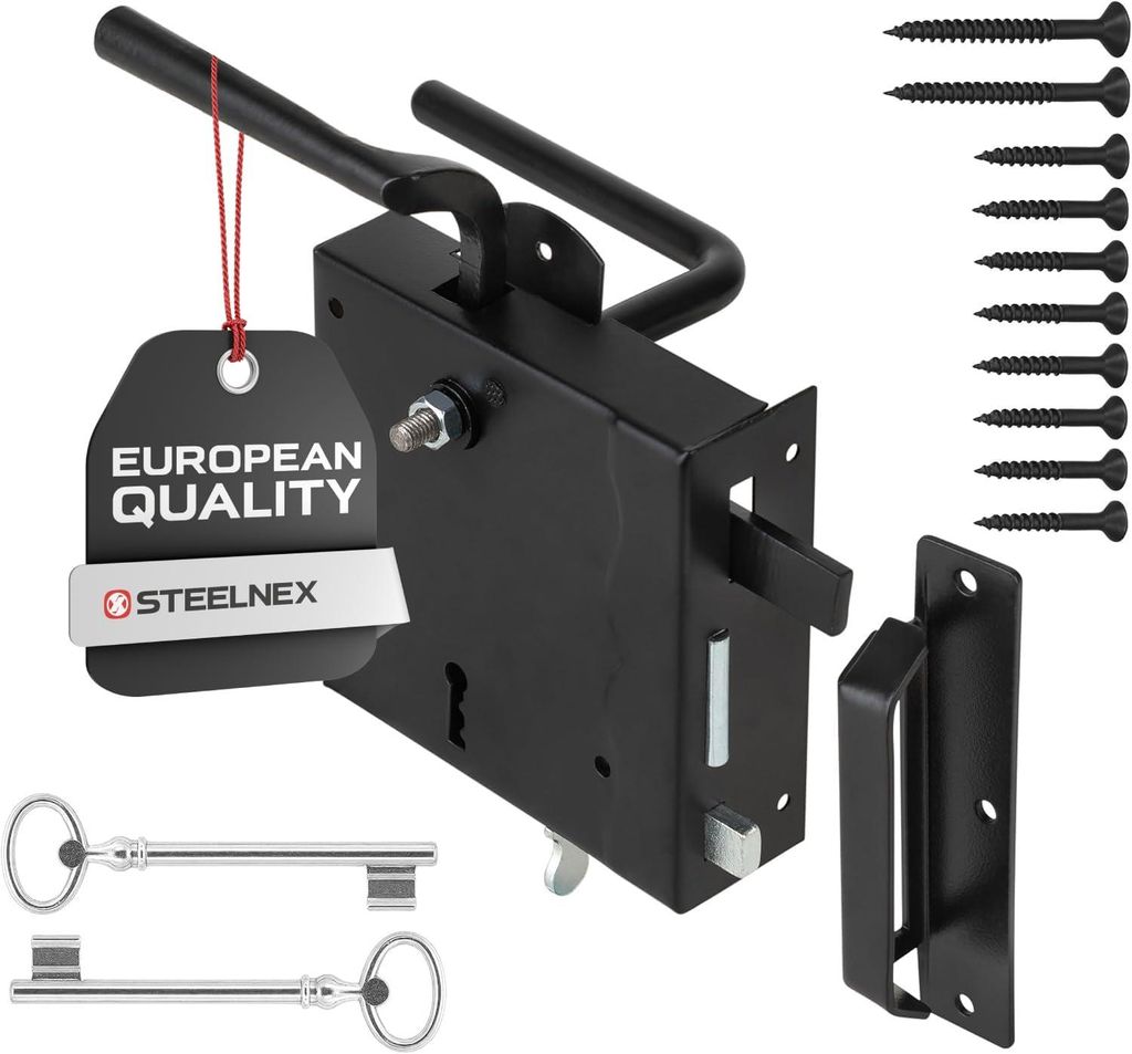 Kastenschloss Gartentor 65 mm Links - Schwarz Produktbild 