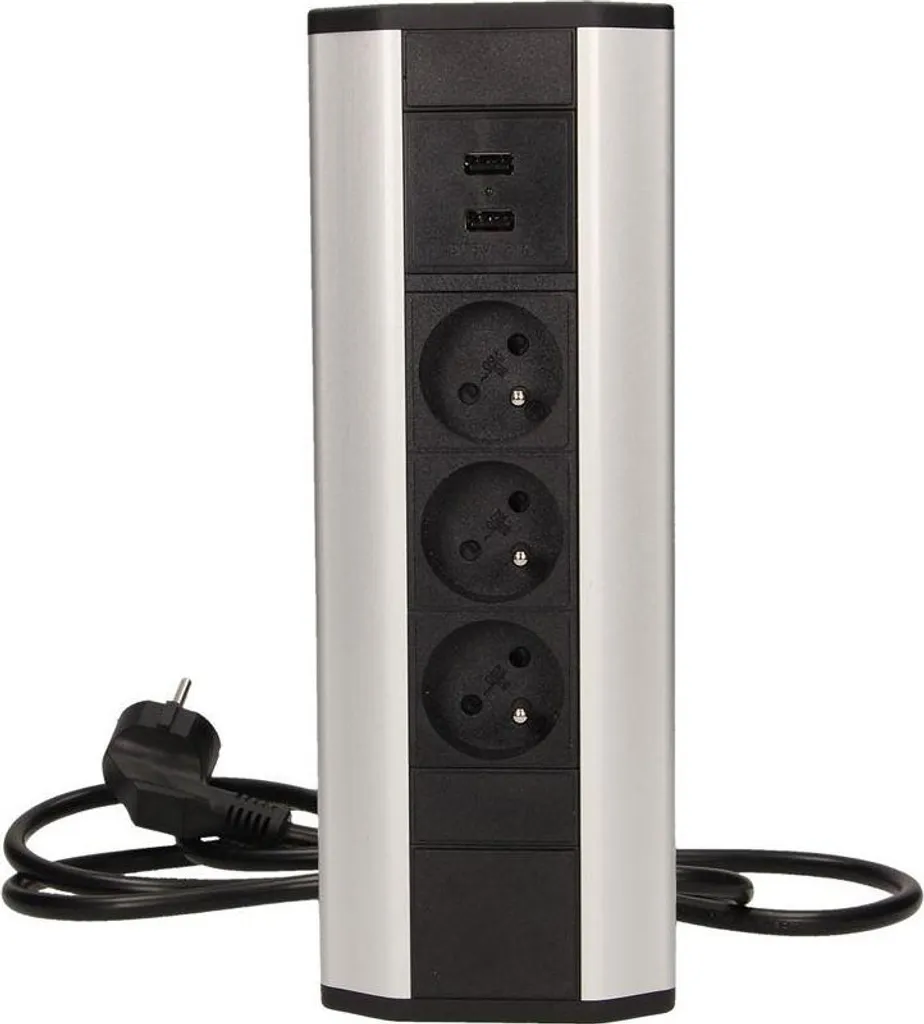 Multiprise d'angle design avec câble 1.8m et double chargeur USB intégré - 7