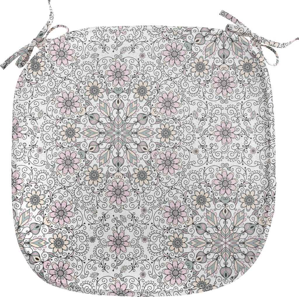 ABAKUHAUS Ethnisch Polster für Esszimmerstühle, Blumen-Strudel Deckchen Stil, Dekoratives wasserfestes Kissen mit Riemen für Küchensitze, 40 cm...
