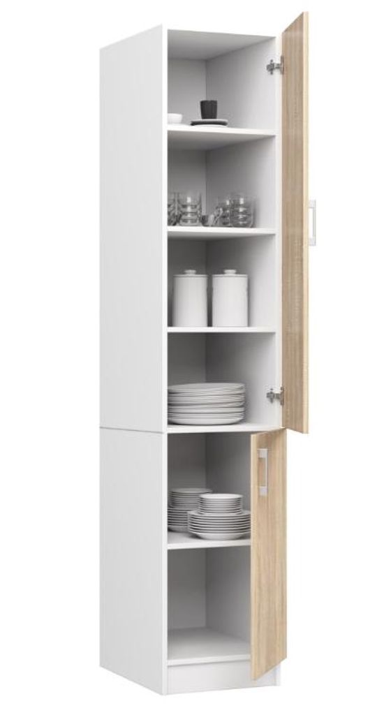 BDW Vorratsschrank Küche, Küchenschrank, Hochschrank, Weiss