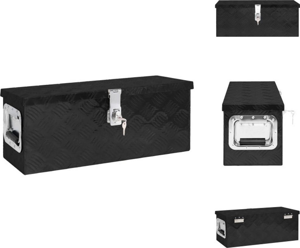 vidaXL Aufbewahrungsbox Schwarz 60x23,5x23 cm Aluminium - Werkzeugkästen