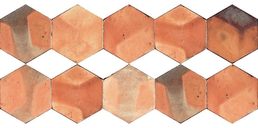 Rutschfeste Bodenaufkleber mit Schutzfolie – Terrakottafliesen aus Sardinien – 60 x 135 cm – 10 sechseckige Aufkleber 30 x 26 cm