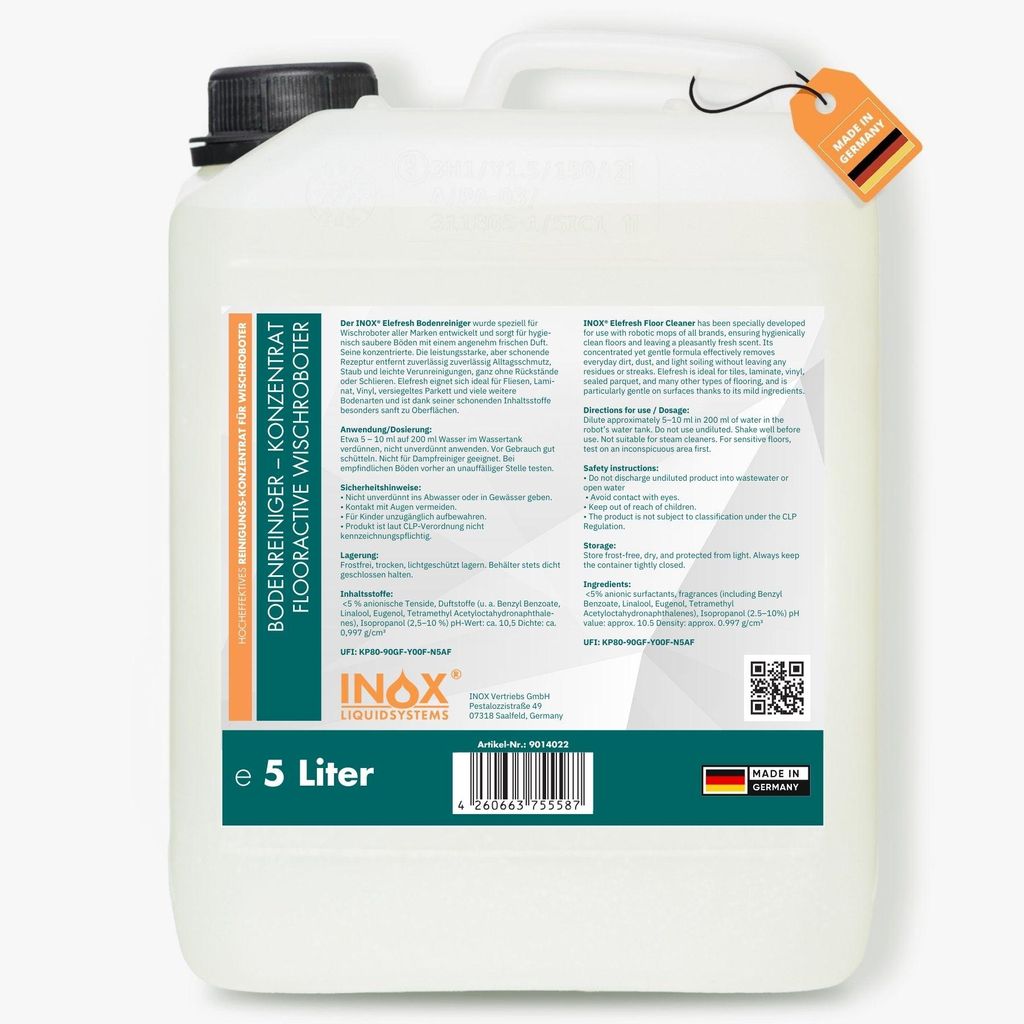 INOX FloorActive 5 Liter - Bodenreiniger für Wischroboter Reiniger Konzentrat
