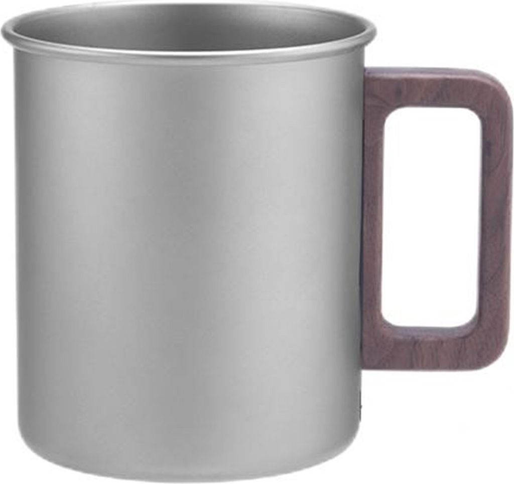 Titan-Campingbecher, Reisebecher aus reinem Titan, Holzgriff, 300 ml/450 ml, tragbarer gro?er Bierkrug, Teetasse fš¹r den Au?enbereich
