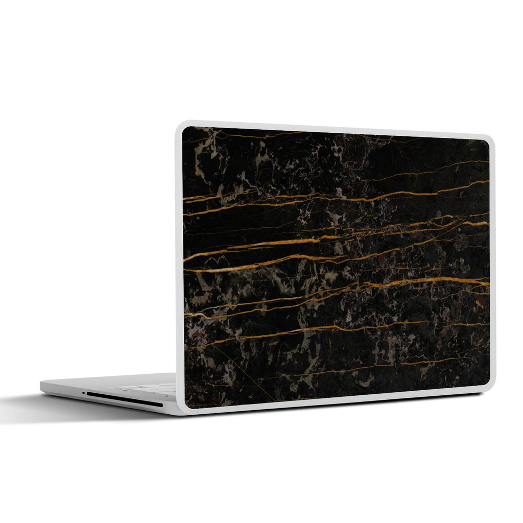 MuchoWow Laptop Aufkleber Sticker Cover Marmor - Schwarz - Gold - Ader 32.5x23.5 cm - Sticker für Laptop - Selbstklebend