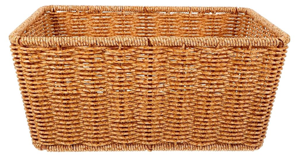 Vielseitiger Obstkorb aus Kunst-Rattan, gewebter Aufbewahrungskorb 29,5x19,5x13cm, platzsparend für Küche, Snacks und Supermarkt, wiederverwendbar