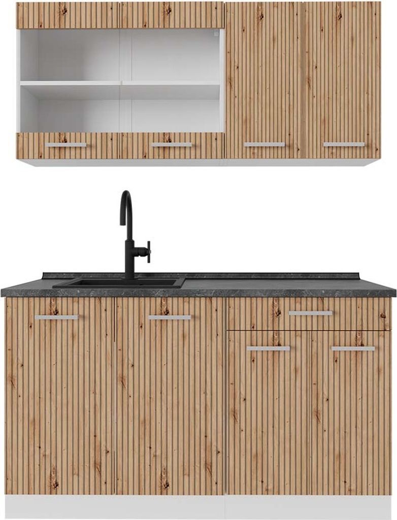 Singleküche Vicco R-Line Artisan-Eiche 140 cm , AP Anthrazit, Model 48985