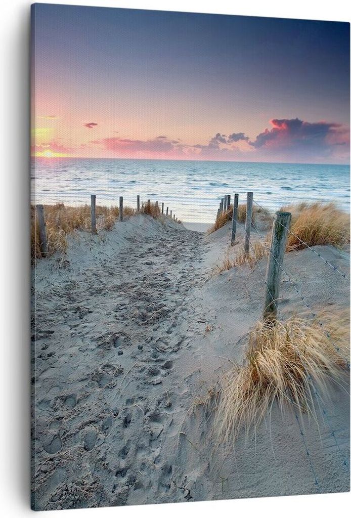 Bild auf Leinwand - Leinwandbild - Einteilig - Strand Sand Spaziergang - 50x70cm - Wand Bild - Wanddeko - Wandbilder - Leinwanddruck - Wanddekorati...