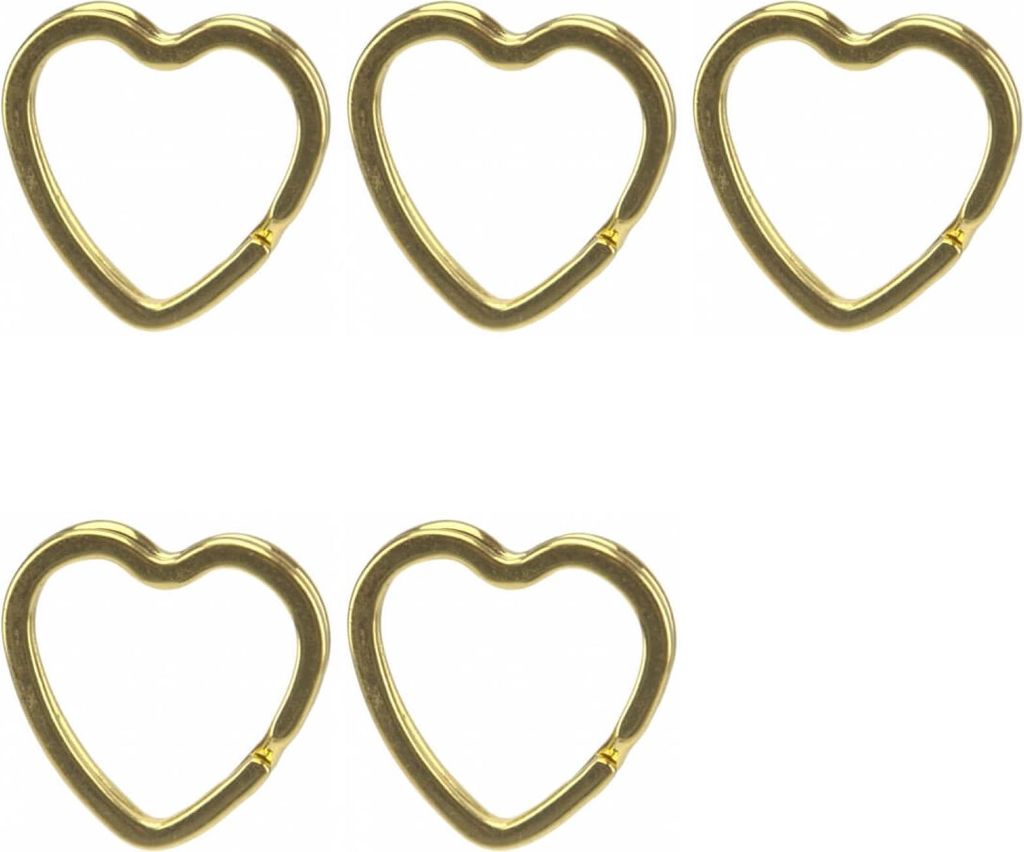 5 Herz Schlüsselringe gold in Herzform