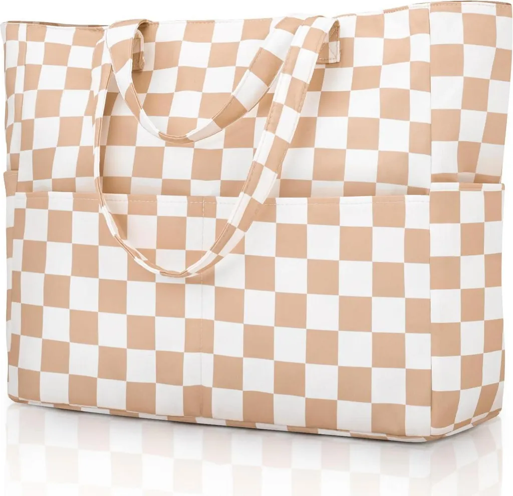 Sac de Plage XXL pour Femme avec Fermeture Éclair et Grande Capacité