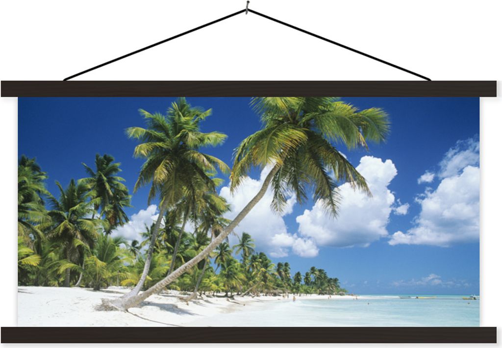 MuchoWow Textilposter Strand - Palme - Tropisch 150x75 cm mit schwarzem Rahmen - Posterleiste