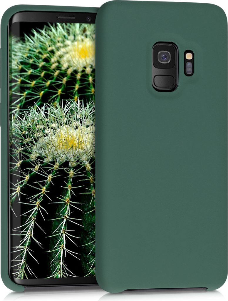 kwmobile Hülle kompatibel mit Samsung Galaxy S9 Hülle - Silikon Handy Case - Handyhülle weiche Oberfläche - kabelloses Laden - Tannengrün