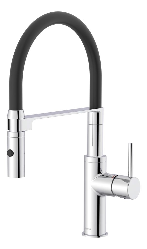 Lenz NALU Küchenarmatur Chrom – Flexible Pendelbrause, 2 Strahlarten, 360° schwenkbar, wassersparend, EasyFix Montage 46070202