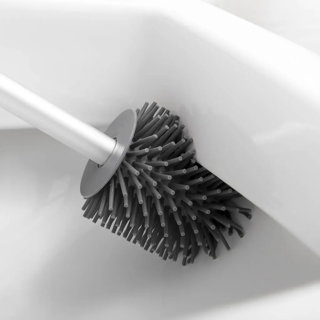 Klinoo scopino per WC in silicone, con effetto loto, con manico in