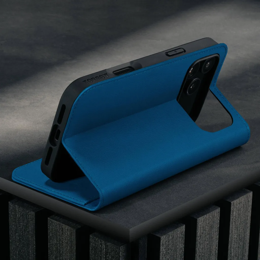 Cover MagSafe iPhone 17 Pro Max TORRO Pelle Vera Blu Cobalto - 3