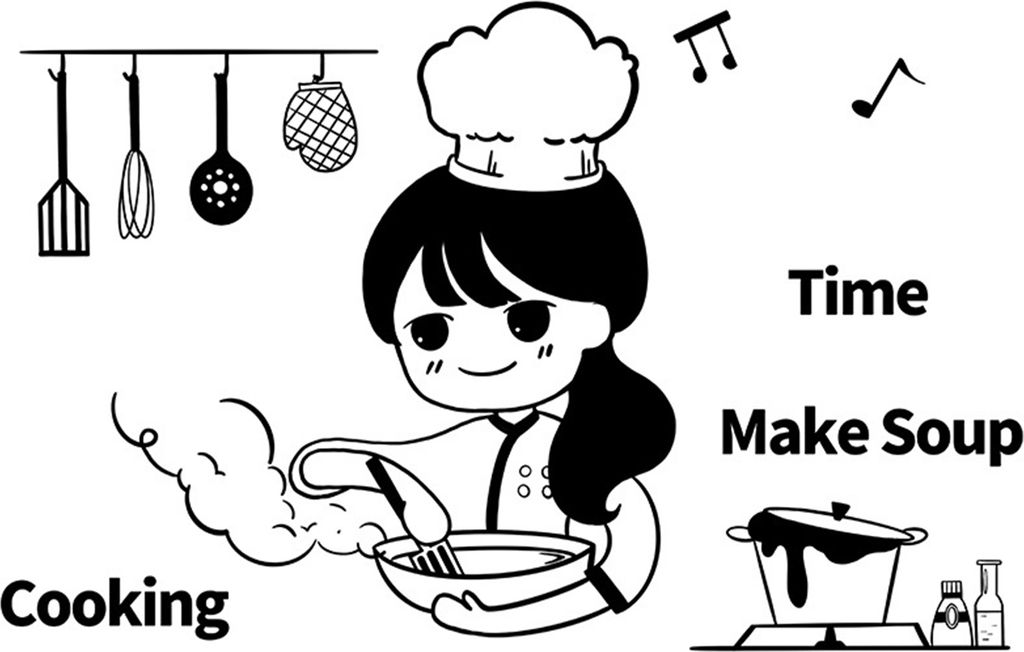 Wandaufkleber im Cartoon-Stil, abnehmbar, selbstklebend, PVC, niedliche Frau, Chef-Muster, Küche, Schriftzug, Wandtattoo, Heimdekoration