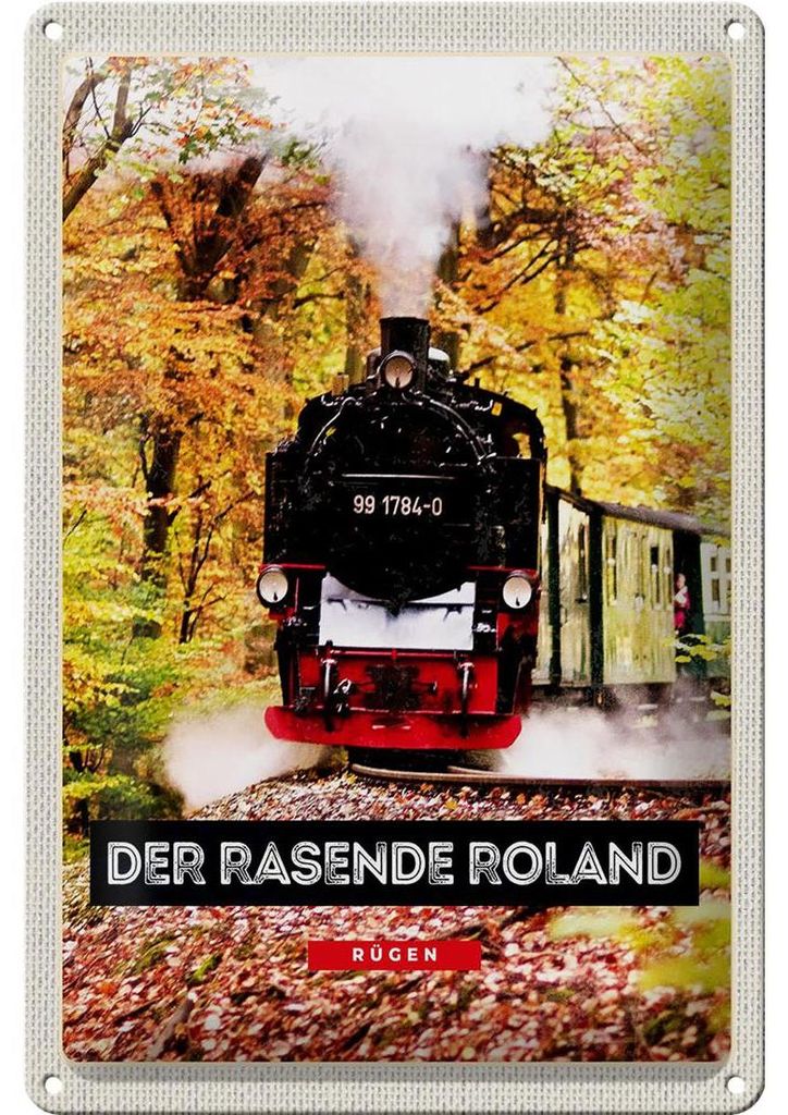 Blechschild Reise 20x30cm Rügen der rasende Roland Lokomotive