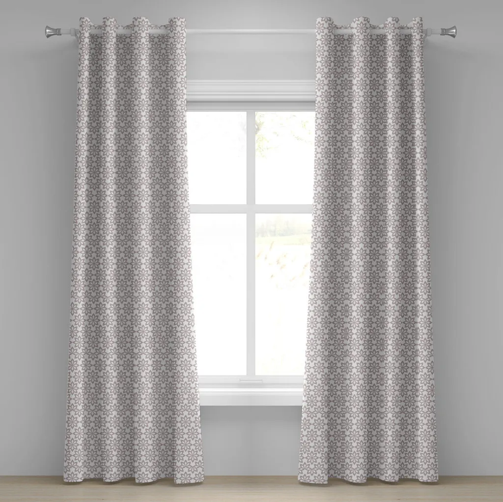 Rideau à fleurs monochrome avec œillets motif floral naturel 280x175 cm