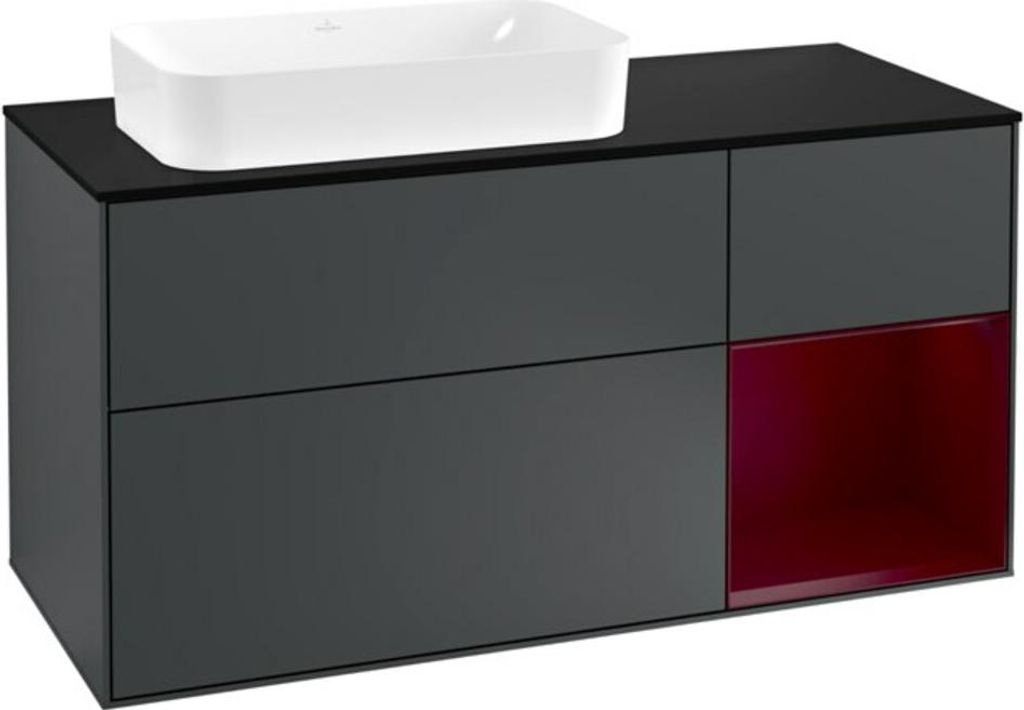V&B Waschtischunterschrank Wandbeleuchtung Finion 120cm, Pl b m, Reg re Peo, md bl. m Lac